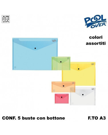 ARCHIVIA BUSTE BOTTONE A3 ASSORTITE 97052 [5PZ]