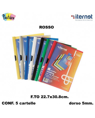 ITERNET CARTELLA CON CLIP ROSSO [5PZ]