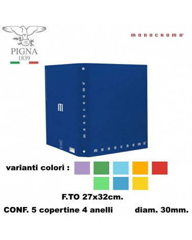 MONOCROMO COPERTINA A4 4 ANELLI [5PZ]