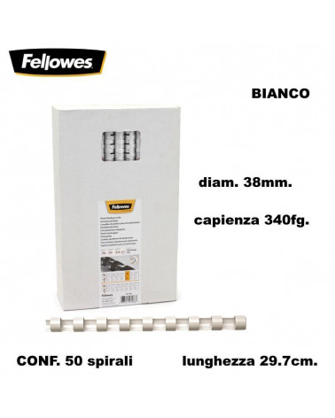 FELLOWES SPIRALI DIAM.38 50PZ.BIANCO RILEGARE