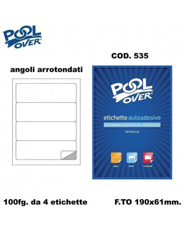 POOL OVER ETICHETTE FOTOCOPIABILI 100FG.535-190x61 ADESIVE