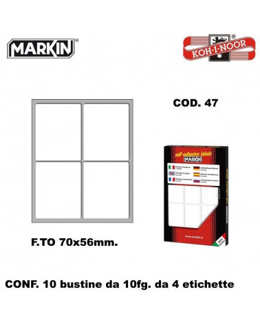 MARKIN ETICHETTE ADESIVE 10CF. 10FG. COD.47 70X56