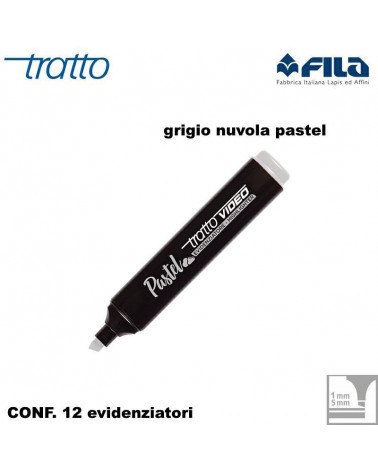 TRATTO VIDEO GRIGIO NUVOLA PASTEL EVIDENZIATORE [12PZ]