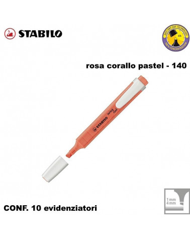 STABILO SWING COOL PASTEL ROSA CORALLO EVIDENZIATORE-140 [10PZ]