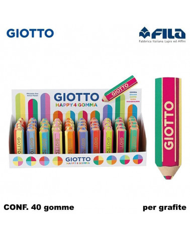GIOTTO GOMMA HAPPY 4 FUSTO COLORATO [40PZ]