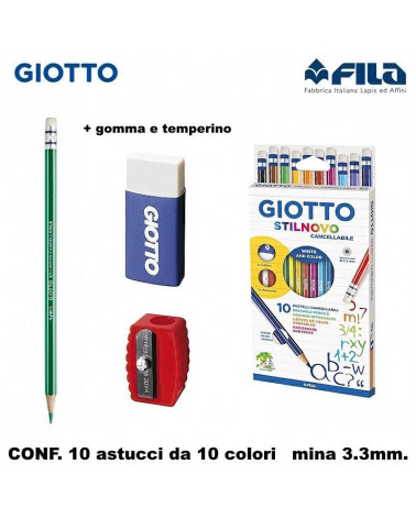 GIOTTO PASTELLO STILNOVO 10COL. CANCELLABILE [10PZ]