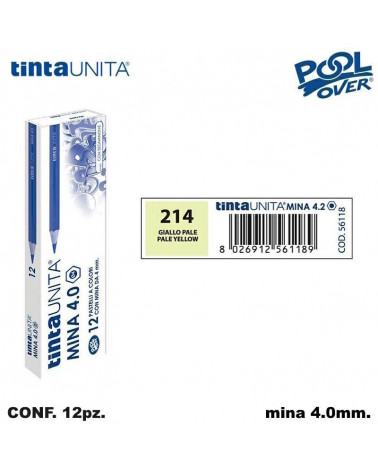 TINTA UNITA PASTELLO MINA 4MM. GIALLO PALE 214 [12PZ] 56118