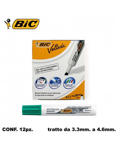 BIC MARCATORE VELLEDA 1791 12PZ. VERDE-P.SCALPELLO
