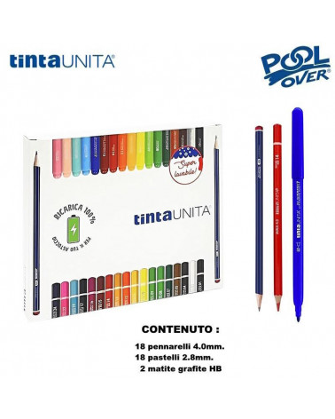 TINTA UNITA RICARICA ASTUCCI 18 PENNARELLI+18 PASTELLI+MATITE 43507