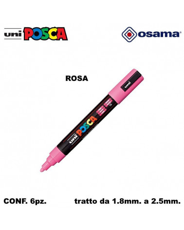 OSAMA MARCATORE UNI POSCA PC5 6PZ. ROSA-P.MEDIA