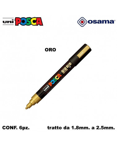 OSAMA MARCATORE UNI POSCA PC5 6PZ. ORO-P.MEDIA
