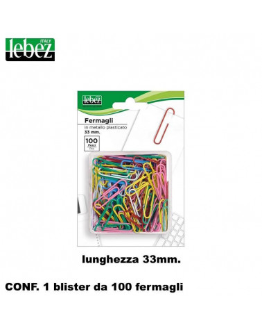 LEBEZ FERMAGLI COLORATI 100PZ. BLISTER