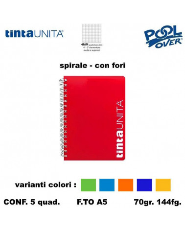 TINTA UNITA QUADERNO SPIRALE FORI 144FG 4MM 51358-90652 [5PZ]