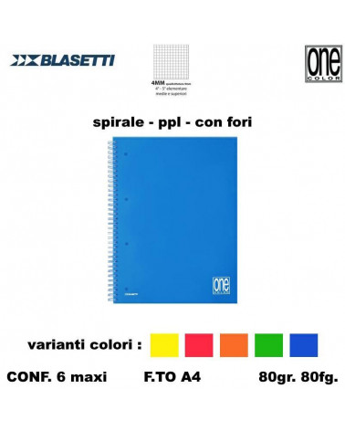 BLASETTI MAXI SPIRALE FORI 80fg.PPL ONE COLOR 4MM [6PZ]