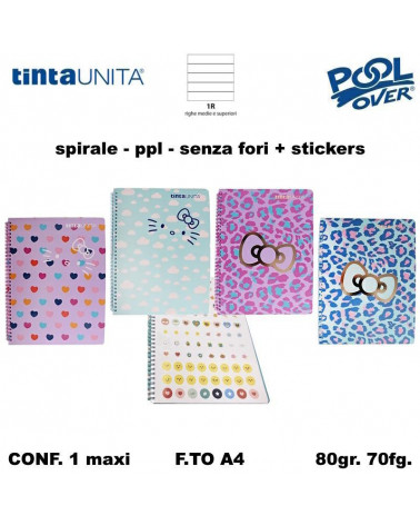 TINTA UNITA HELLO KITTY MAXI SPIR.C/STICKERS 70FF.1R