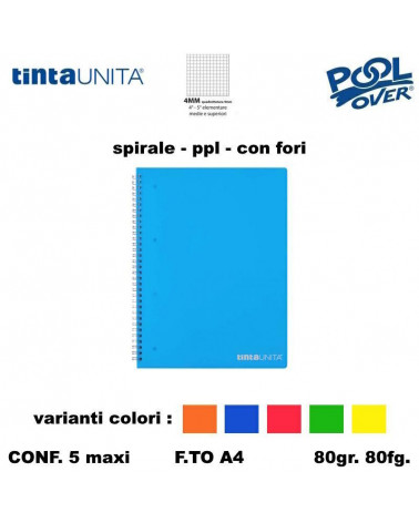 TINTA UNITA MAXI SPIRALE PPL FORI 80FG 4MM 98940 [5PZ]