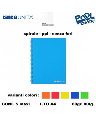 TINTA UNITA MAXI SPIRALE PPL NO FORI 80FG 5MM 99438 [5PZ]