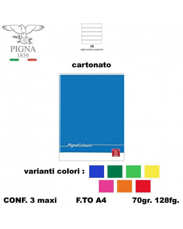 PIGNA MAXI CARTONATO 128FG. 1R-MONOCOLORE [3PZ]
