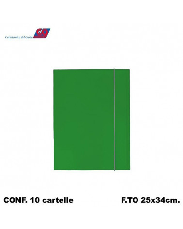 GARDA CARTELLA CON ELASTICO A4 VERDE-3 LEMBI C.DEL [10PZ]