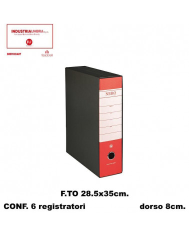 BREFIOCART REGISTRATORE NERO 28X35 DORSO 8 ROSSO