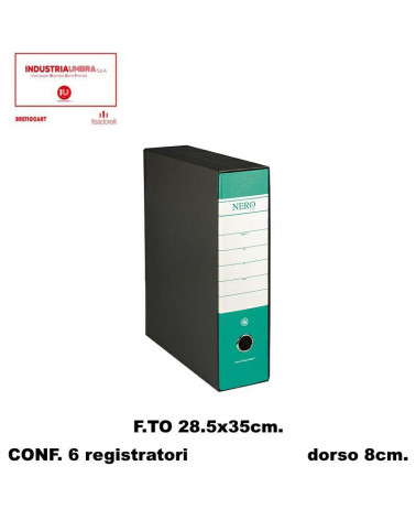 BREFIOCART REGISTRATORE NERO 28X35 DORSO 8 VERDE