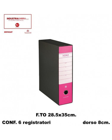 BREFIOCART REGISTRATORE NERO 28X35 DORSO 8 CICLAMINO