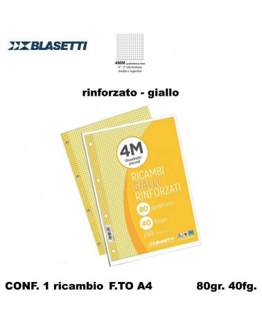 BLASETTI RICAMBIO A4 RINFORZATO GIALLO 4MM