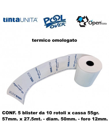 TINTA UNITA ROTOLO 57mm.30.5mt. TERMICO OMOLOGATO 55gr. [50PZ]