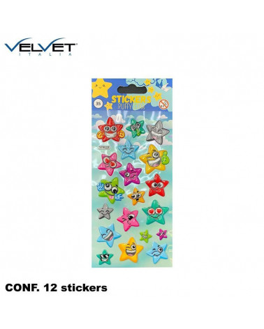 VELVET STICKERS PUFFY STARS 6PZ. 0052
