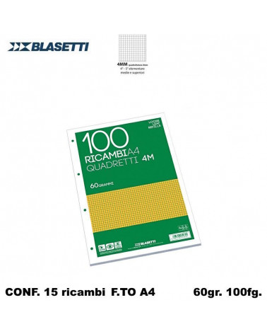 BLASETTI RICAMBI A4 100FG.60GR.15PZ.4MM 1205