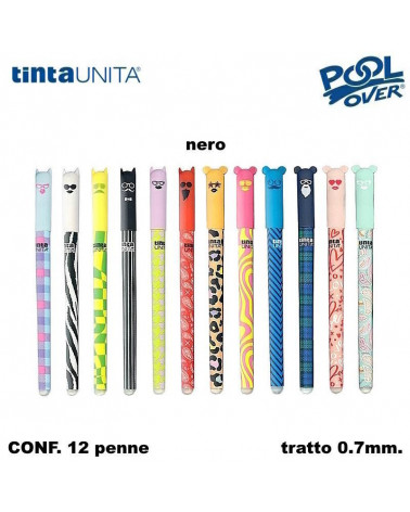 TINTA UNITA PENNA SFERA CANCELLABILE FASHION NERO [12PZ]