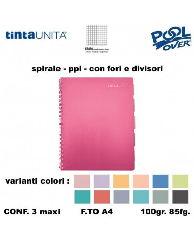 TINTA UNITA EXCELLENT MAXI SPIR.PPL FORI+DIVIS.85fg.100gr.5M [3PZ]