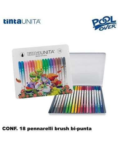 TINTA UNITA PENNARELLO BRUSH BI-PUNTA FRAFFROG 18col.
