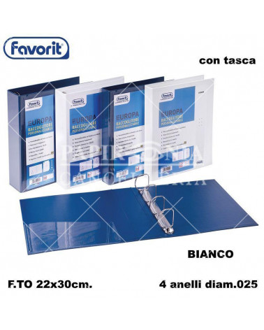 FAVORIT RACCOGLITORE 22X30 025 C/TASCA 4 ANELLI-BIANCO