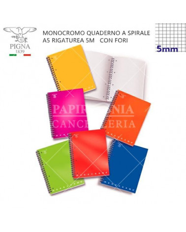 MONOCROMO QUADERNO SPIRALE FORI  5MM [5PZ]