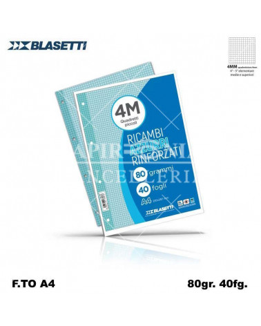 BLASETTI RICAMBIO A4 RINFORZATO AZZURRO 4MM