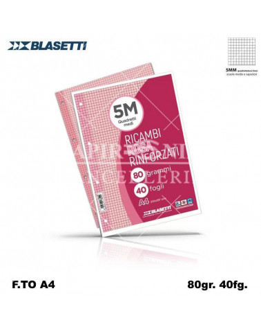 BLASETTI RICAMBIO A4 RINFORZATO ROSA 5MM