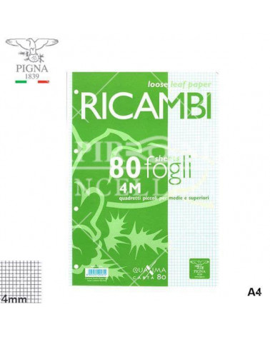 PIGNA RICAMBIO A4 BIANCO 80FG. 4MM