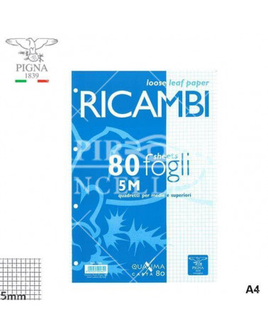 PIGNA RICAMBIO A4 BIANCO 80FG. 5MM