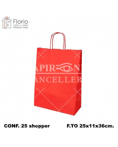 FLORIO BUSTE CON MANICO 25x36 ROSSO SHOPPER [25PZ]