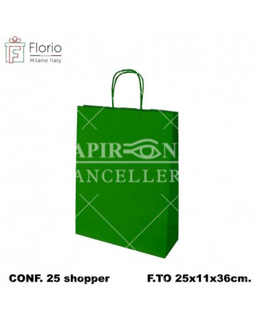 FLORIO BUSTE CON MANICO 25x36 VERDE SHOPPER [25PZ]