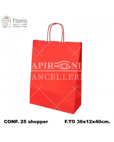 FLORIO BUSTE CON MANICO 36x40 ROSSO SHOPPER [25PZ]