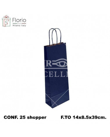 FLORIO BUSTE CON MANICO BOTTIGLIA 14x39 BLU SHOPPER [25PZ]