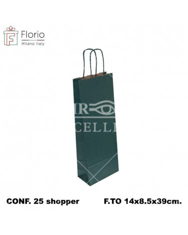 FLORIO BUSTE CON MANICO BOTTIGLIA 14x39 VERDE SHOPPER [25PZ]