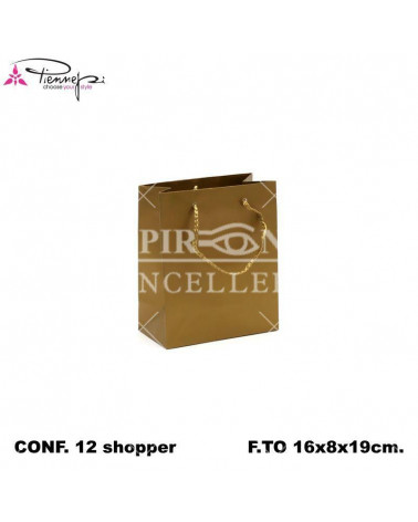 PNP BUSTE REGALO C/MANICO 16L 19H 8D  ORO-SHOPPER [12PZ]