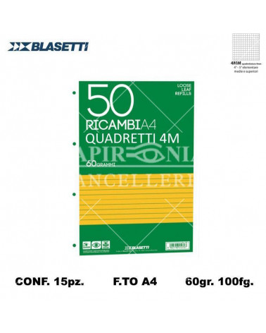 BLASETTI RICAMBI A4 100FG.60GR.15PZ.4MM 1205