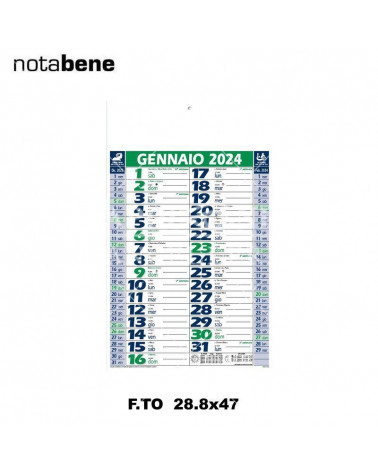 NOTABENE CALENDARIO BASIC 28,8x47 VERDE/BLU