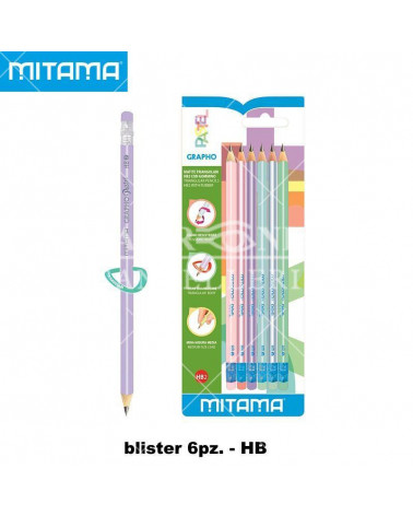 MITAMA MATITA TRIANGOLARE C/GOMMA PASTEL HB BL.6PZ.+4 OMAGGIO 62545