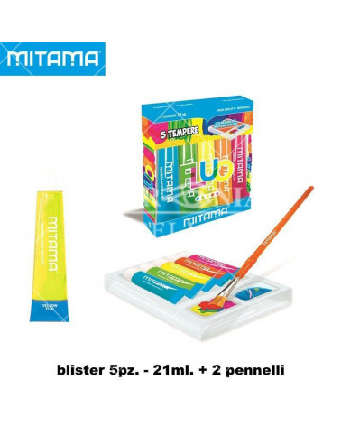 MITAMA TEMPERA PIU 5 TUBI FLUO 21ML.+2 PENNELLI OM.BL.5PZ.62869