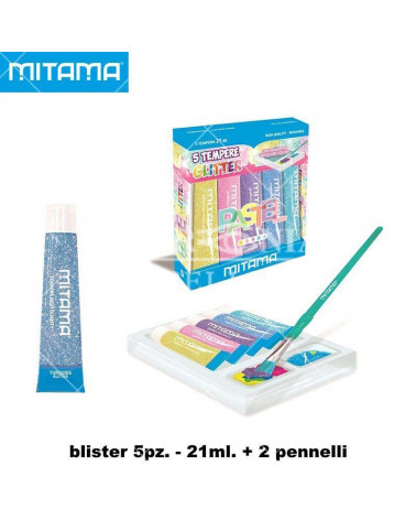 MITAMA TEMPERA PIU 5 TUBI GLITTER 21ML.+2 PENNELLI OM.BL.5PZ.62879